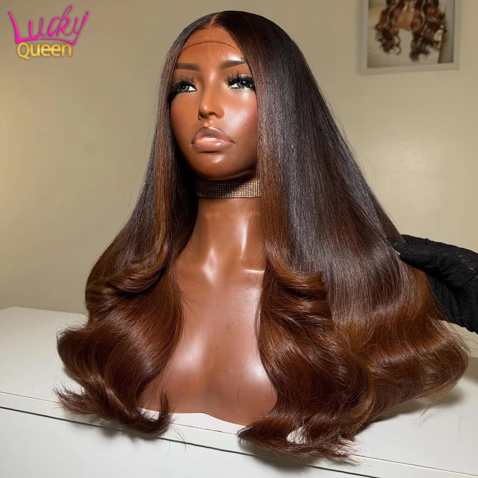 

Real Human Hair Wig Ombre Brown 13x6 13x4 HD Lace Front Human Wig For Women Pre Plucked 5x5 Lace Closure Wig Body Wave Glueless