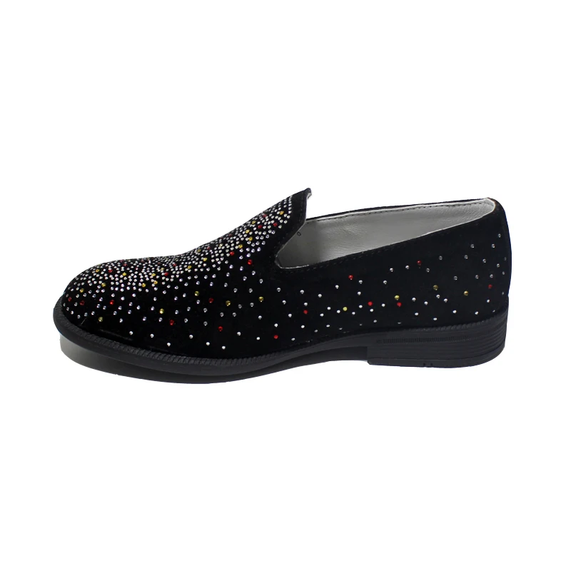 New Comfy Boys Party Shoes Litter And Big Boys Vintage Velvet Rhinestone Designer Loafers Slip On Shinny Shoe Tuxedo Dress Shoes