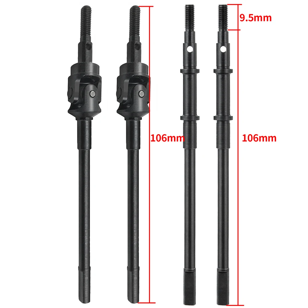 YEAHRUN RC Car Drive Shafts Hard Steel Front&Rear Axle CVD Drive Shafts for 1/10 RC Crawler Axial SCX10 II 90046 Upgrade Parts