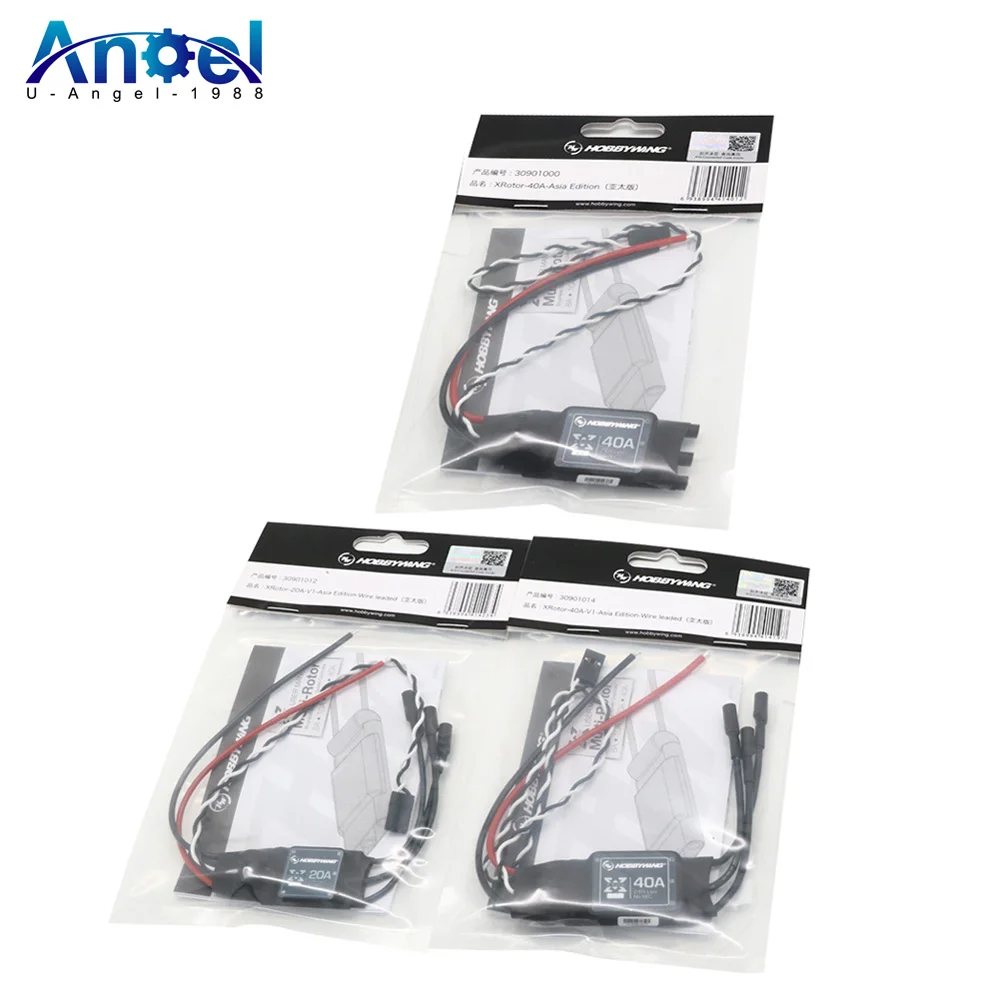 

Hobbywing XRotor 2-6S Lipo 40A/20A Бесщеточный ESC без BEC ESC с высокой скоростью обновления для многоосевых самолетов