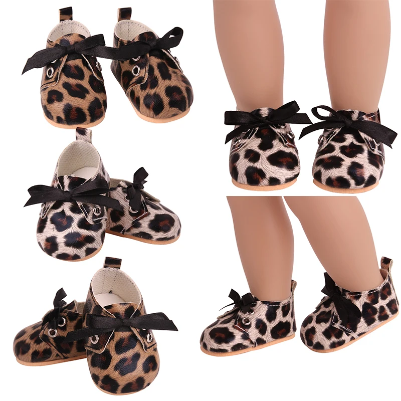 18 Inch Doll Girl Fashion Leopard Print Strap Shoes Doll Fashion Outfit Matching Doll Shoes Photography Props Doll Accessories