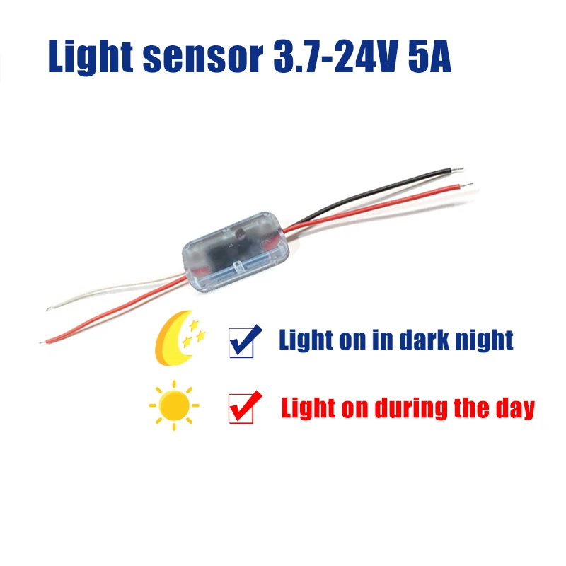 Light Sensor Switch Automatic Auto on Off Photocell Street Light Switch DC 3.7V 5V 12V 24V 5A Photo Control Photoswitch Sensor