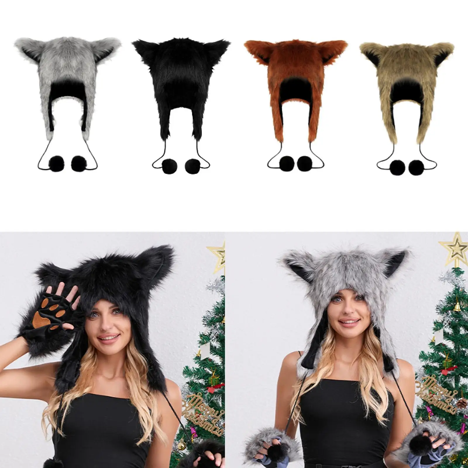 Chapeau de Cosplay Anime, mignon chapeau en peluche pour hommes et femmes, fête d'halloween, carnaval d'hiver