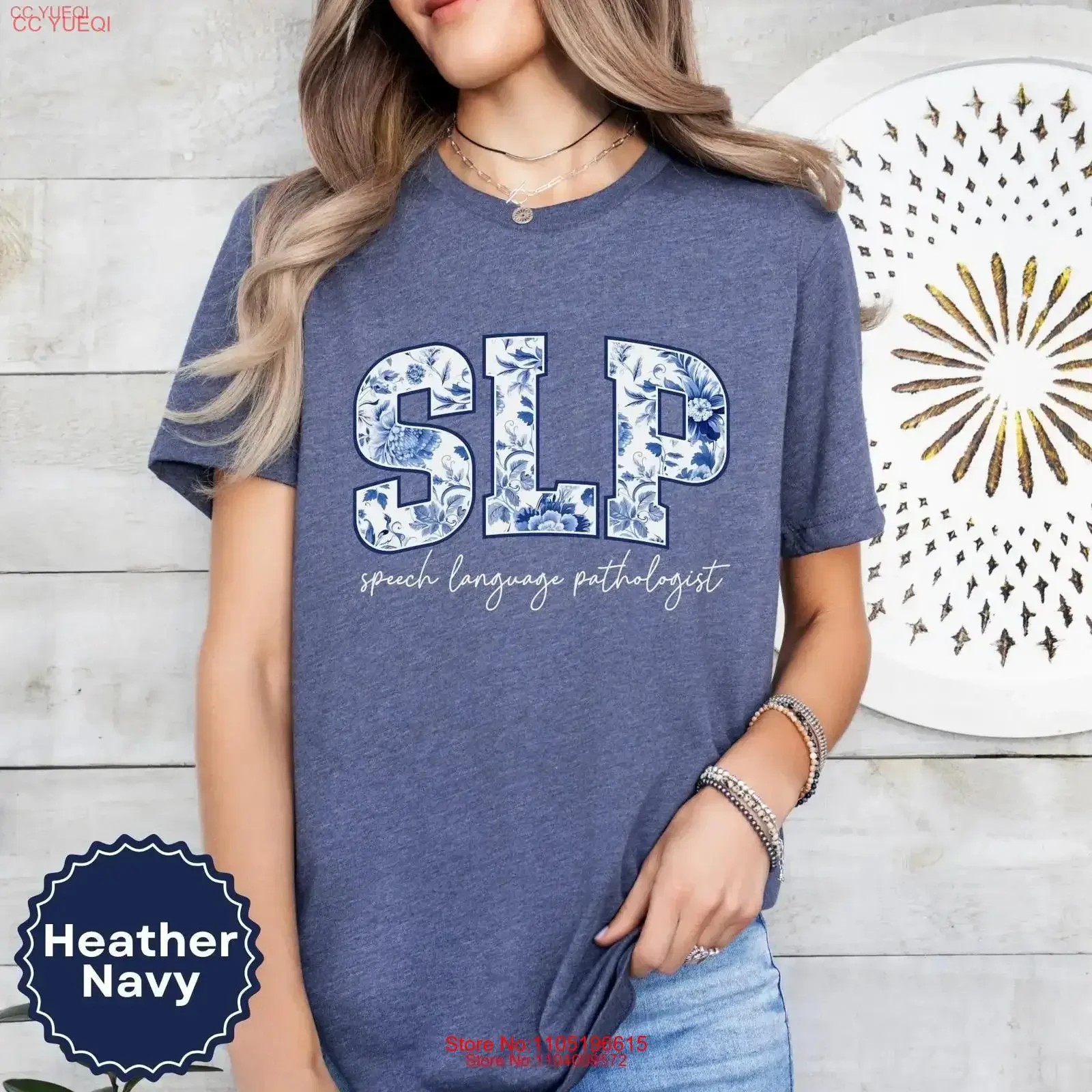 SLP تي شيرت لغة الكلام طبيب الأمراض الأزهار تويلي المعالج الزي طالب التخرج للنساء خمر غسلها #1