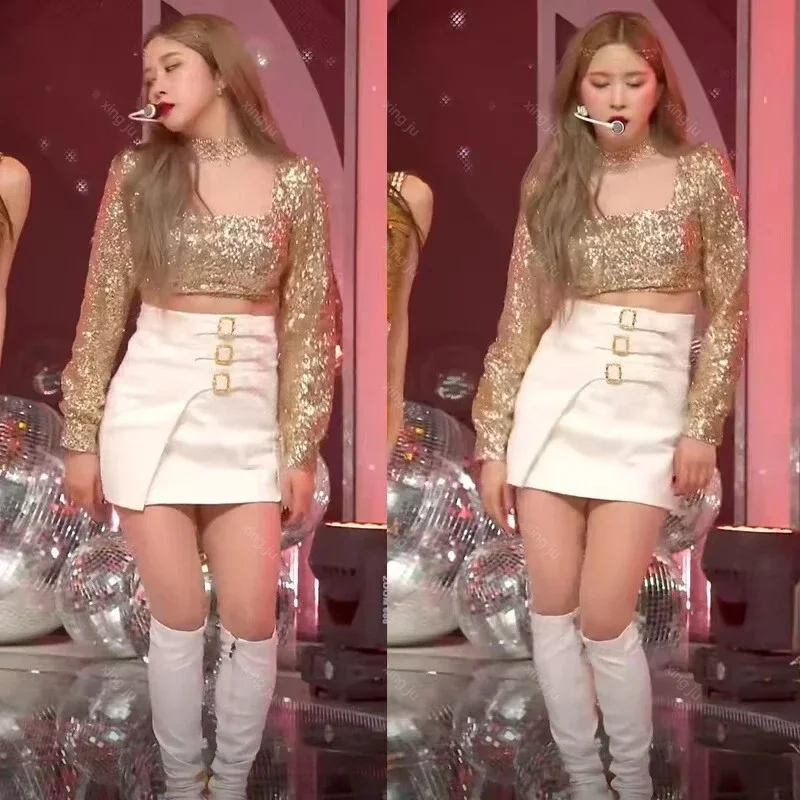 

Women'S Group Jazz Dance Clothing Kpop Outfits Female Nightclub Dj Sexy Crop Tops Slim Shorts Dancer Stage Performance Costumes