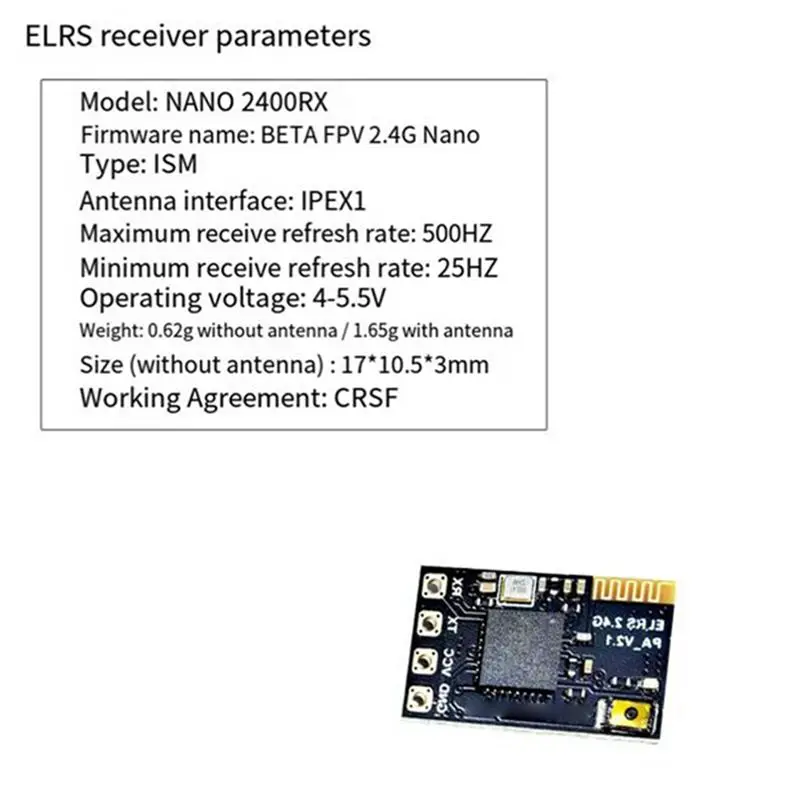 AS96-6PCS ELRS 2.4Ghz Receiver NANO Expresslrs Receiver With T-Type Antenna Support Wifi Upgrade For FPV RC Long Range Drone