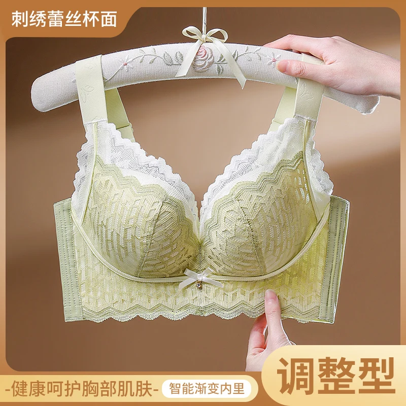 No Rims Chinese Style Embroidery Sexy Lace Lingeries Women Bras Plus Size 50 115CDE  Lace Breathable Full Cup Female Underwear