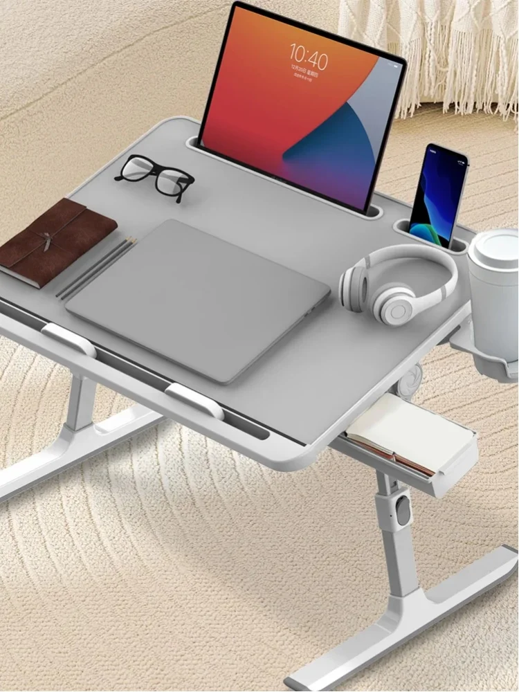 Klappbarer Computertisch Laptoptisch für Bett Büroschreibtische Multifunktionaler Tisch Lapdesk Faltbar 8-stufig Höhenverstellbar & Fast 180° Neigbar °   Winkelverstellbare Halterung, 15kg Tragkraft,