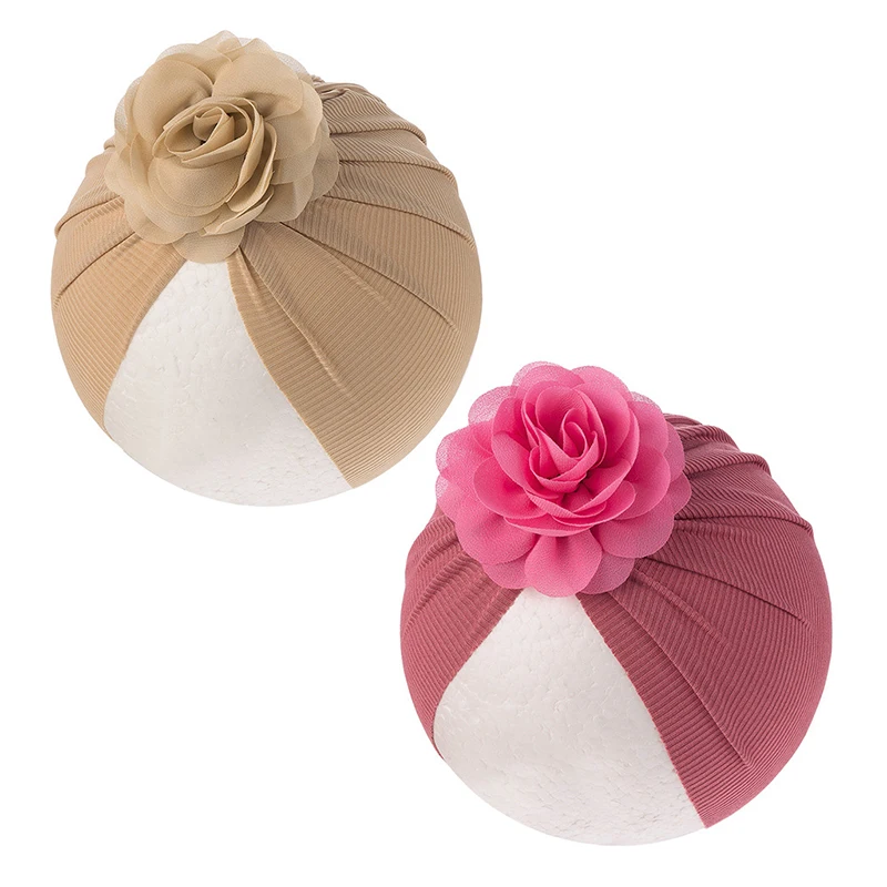 

Baby Flower Knitted Turban Hat Cute Solid Baby Girls Hat Turban Newborn Soft Infant Cap Beanies Head Wraps Hair Accessories