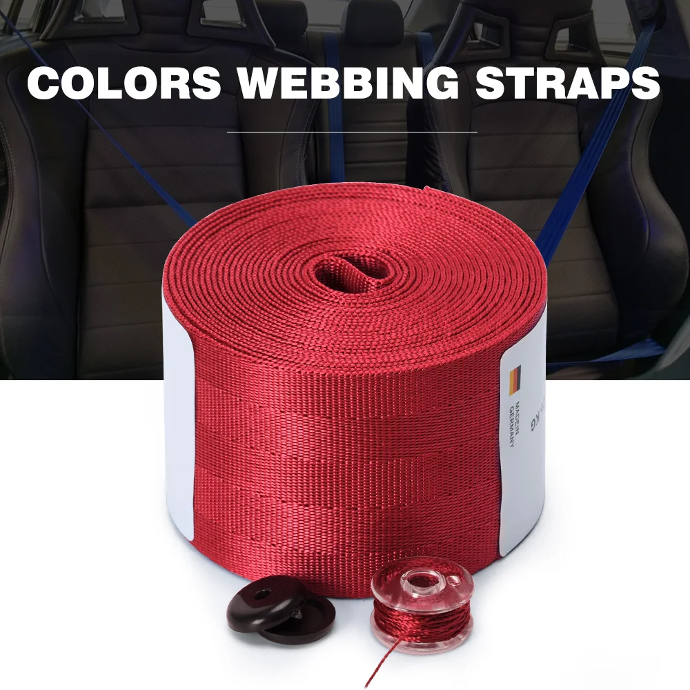 2 Auto 3.6 Meters Strengthen Seat Belt Webbing Fabric Racing Car Modified Seat Safety Belts Harness Straps Standard Certified