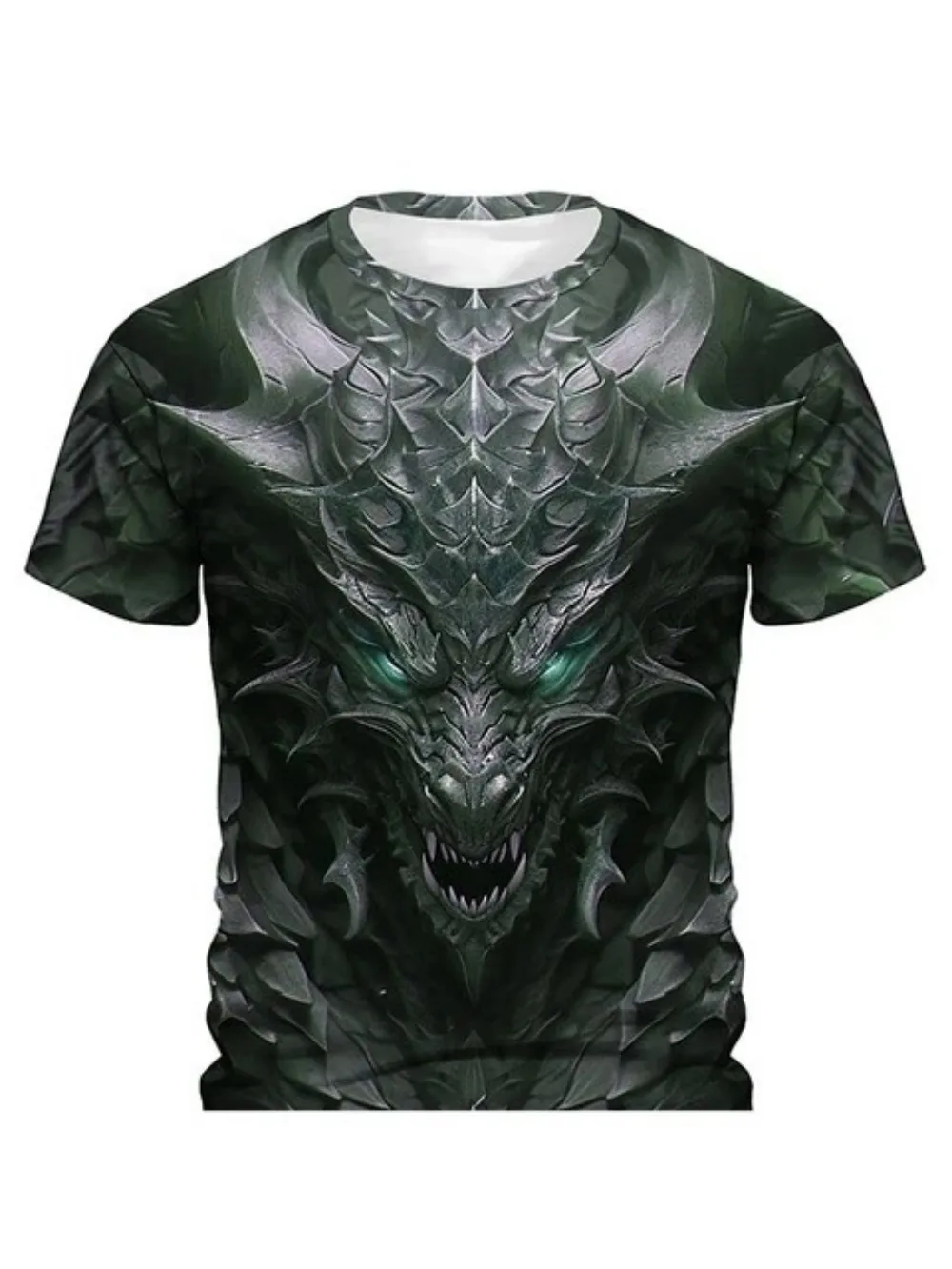 Fashionable Men's Summer Halloween Dragon Story Printed Uncle Breathable Round Neck T-shirt Outdoor Casual Party Top