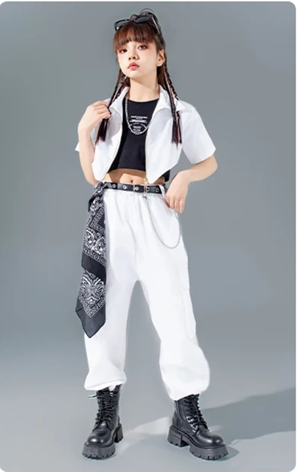 Jungen Street Dance Kostüm Coole Mädchen Jazz Dance Performance Outfit Kinder Mode Hip Hop Bühne Tragen Weißes Hemd Hosen yj301