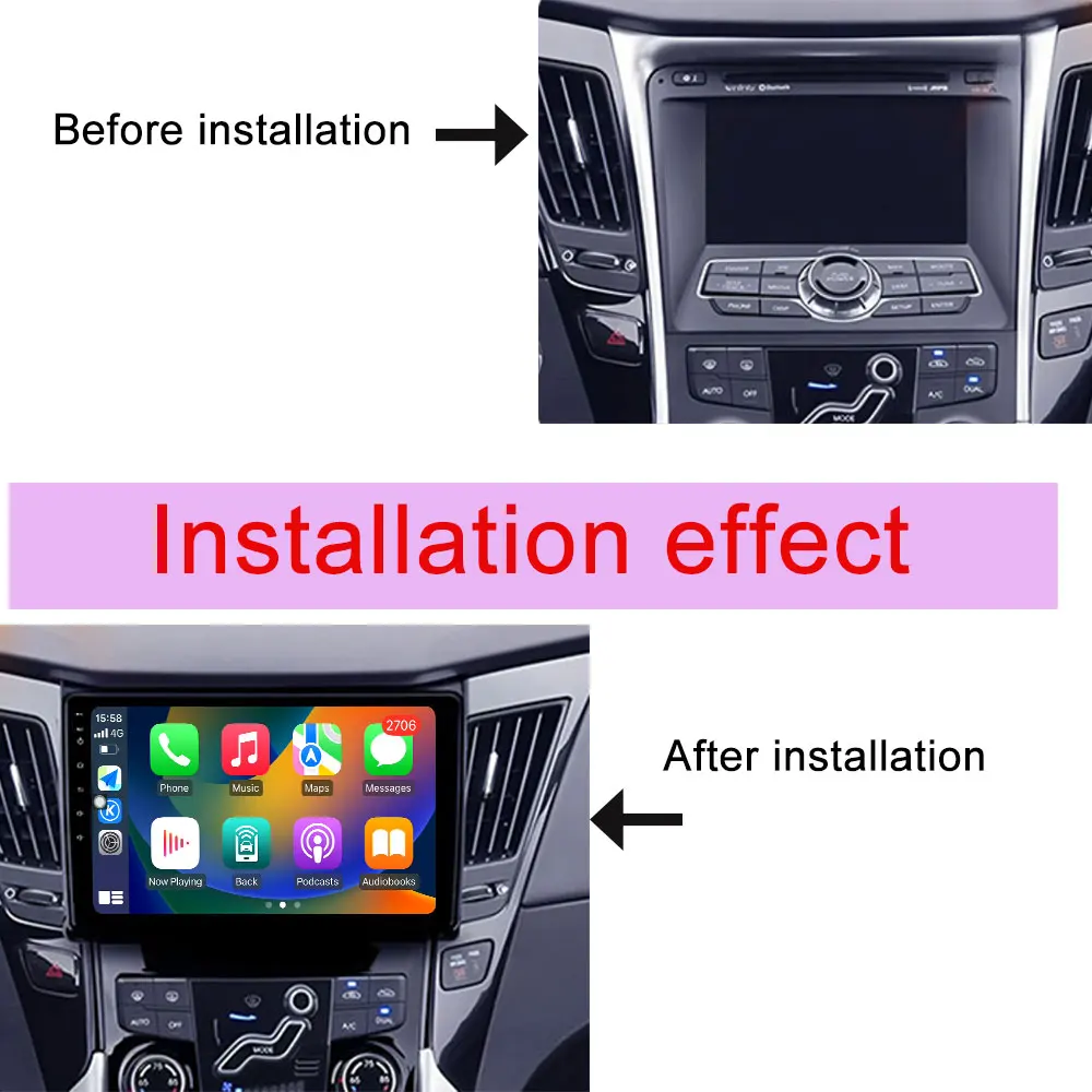 Car Radio Video Multimedia Player for Hyundai Sonata YF 2009 - 2015 GPS Navigation DSP Stereo  WiFi Wireless Carplay QLED Screen