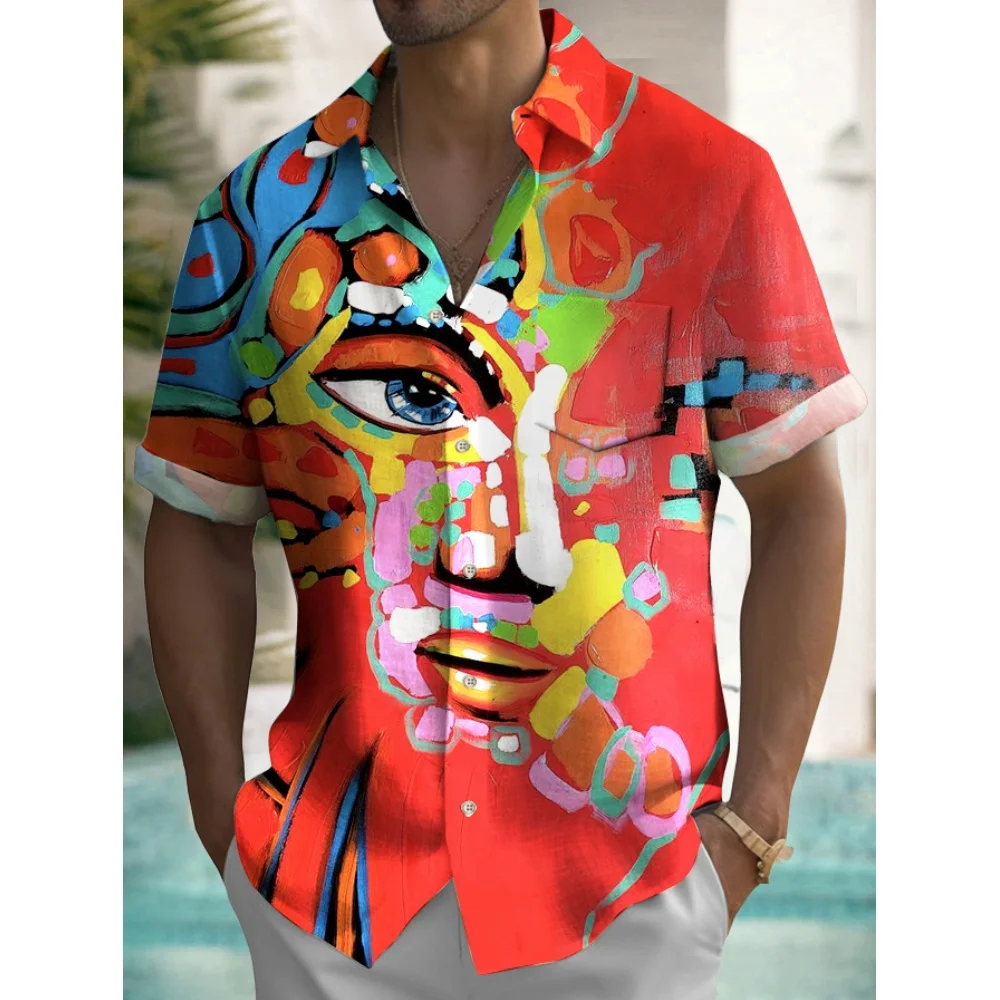 Camisa masculina verão casual moda camisa de manga curta para homem solto respirável camisa havaiana homem casual roupas masculinas topo