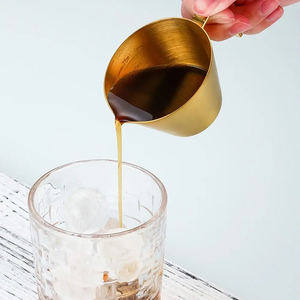 Professional 304 Stainless Steel Espresso Measuring Cup 100ml Small Espresso Shot Cup V-Shaped Mouth Scale Pouring Cup Home
