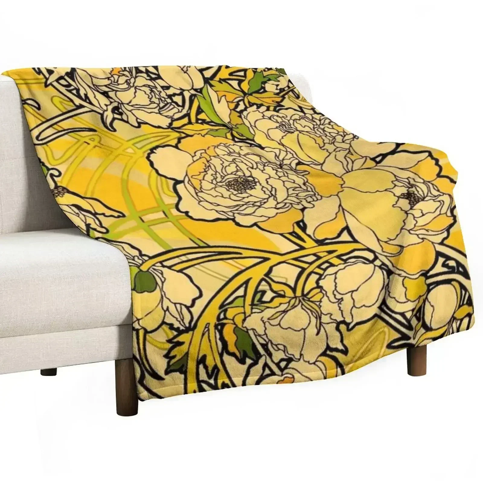 Alphonse Mucha - Flowers, (1860-1939),No,04. Throw Blanket Thermals For Travel For Decorative Sofa Beach manga Hairy Blankets