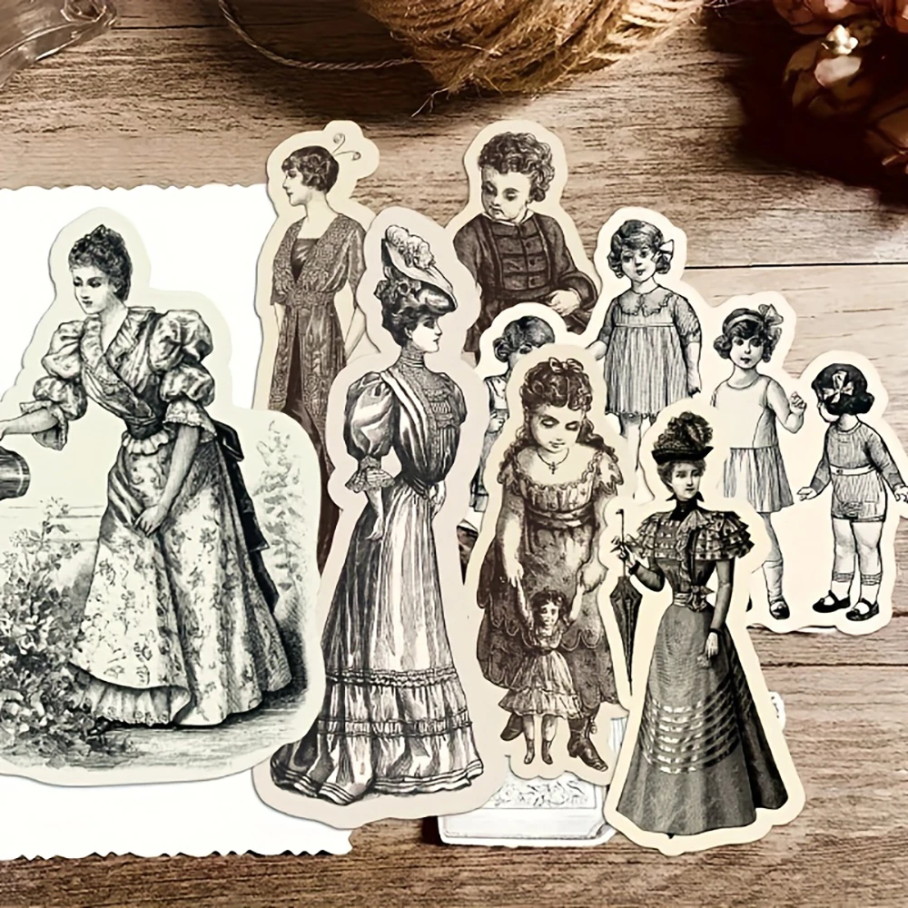 50 Teile/paket Vintage Charakter Aufkleber Für Laptop Telefon Fall Gitarre Koffer Vintage Cartoon Aufkleber Scrapbooking Material