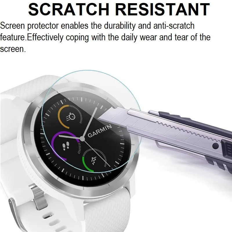ฟิล์มป้องกันหน้าจอสมาร์ทวอท์ช5ชิ้นสำหรับ Garmin vivoactive 3ฟิล์มป้องกันรอยขีดข่วนกระจกเทมเปอร์