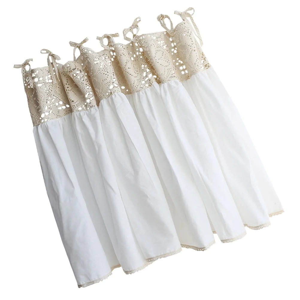 

1pc Cotton Modern Hanging Window Decorative Half Curtain Home Half Decorative Curtain For Kitchen Living Room Bedroom White