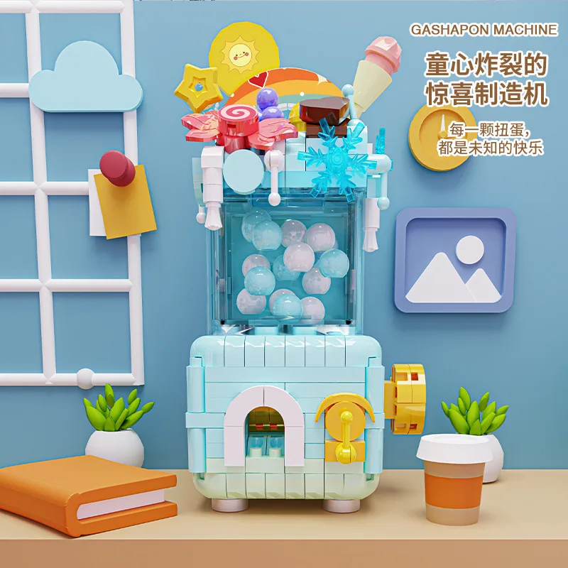Doce sobremesa gashapon máquina blocos de construção micro partículas brinquedo educativo para meninas diy montagem modelo presente