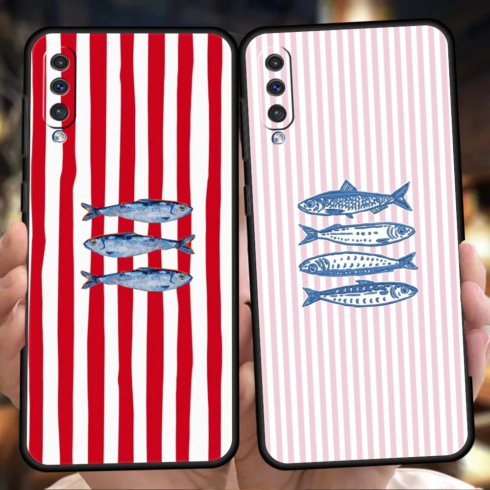 Phone Case for Samsung Galaxy A57 A56 A37 A36 A26 A16 A14 A12 A42 A34 A24 A22 A10S A20E 5G Soft TPU Shell Cute Sardines Fundas