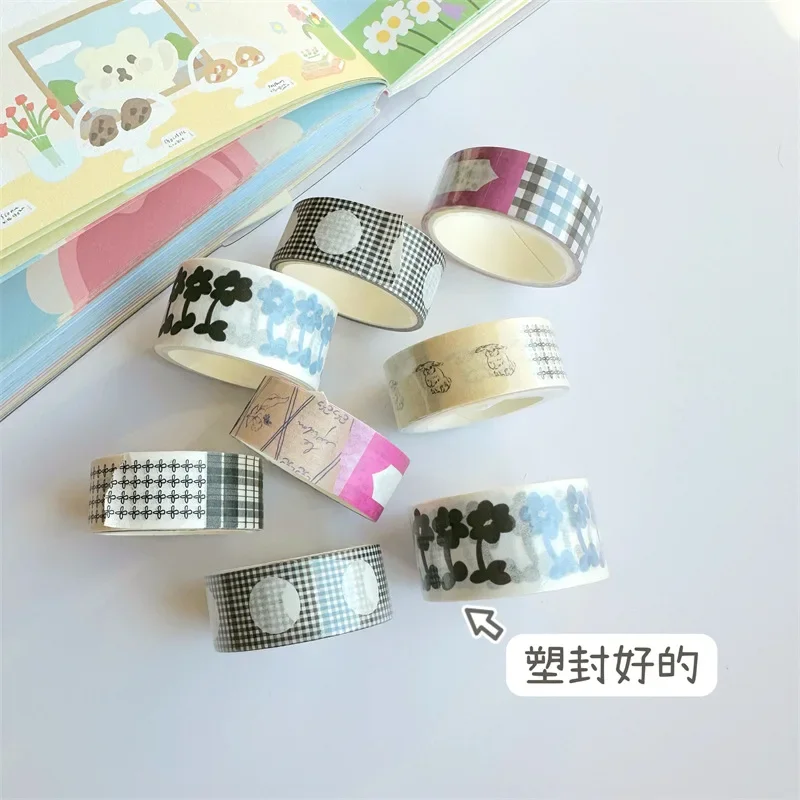Korean Ins Flower Tomato Decorative Tape Handbook Scrapbook Diary Material Collage Stickers Cute School Stationery