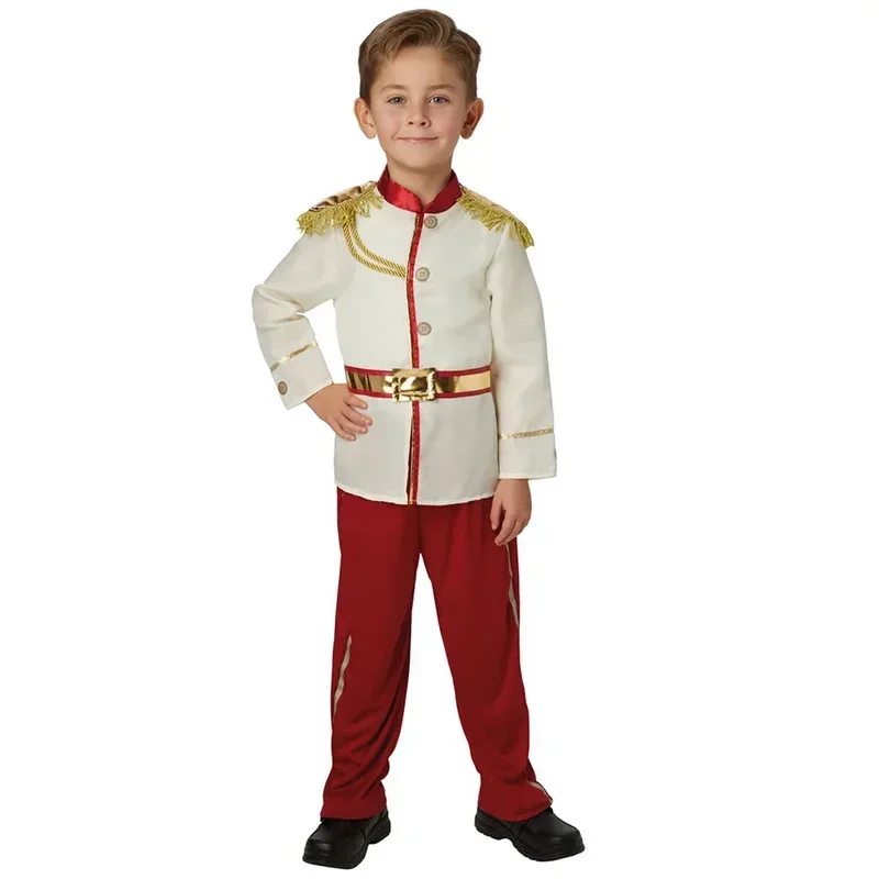 2024 Costume da principe reale americano bianco per bambini, costume di Halloween, costume da principe Cenerentola per ragazzi