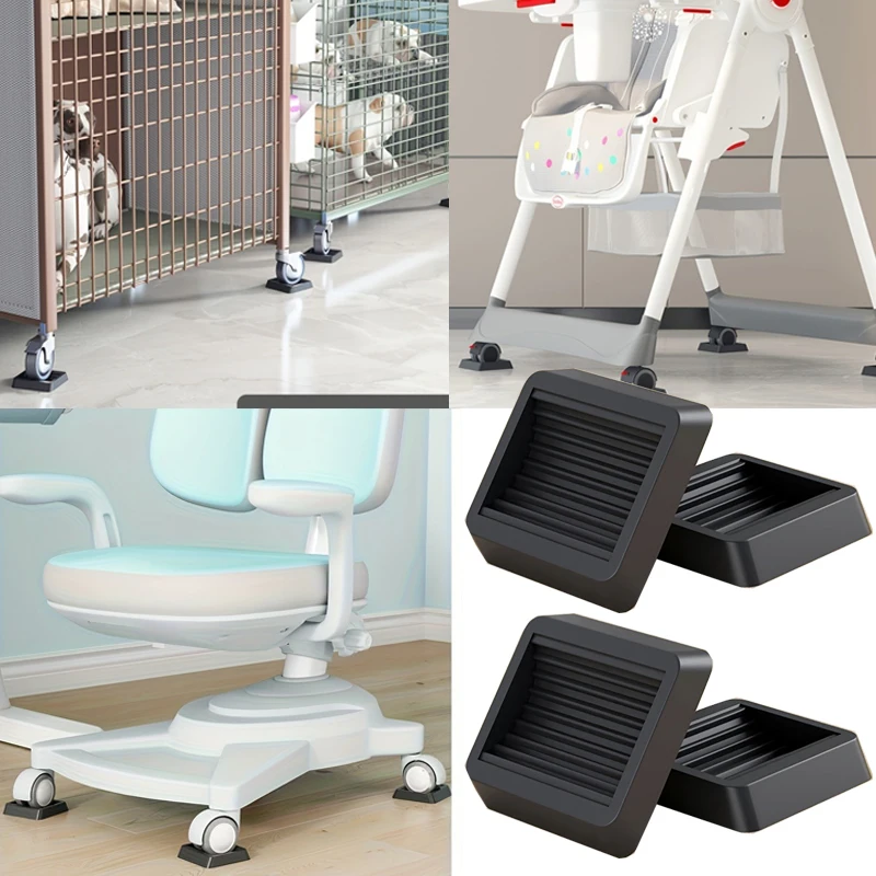 4 szt. Antypoślizgowe gumowe podkładki pod kółka meblowe, ochraniacze podłogi, tłumiki wibracji, do montażu na podłodze