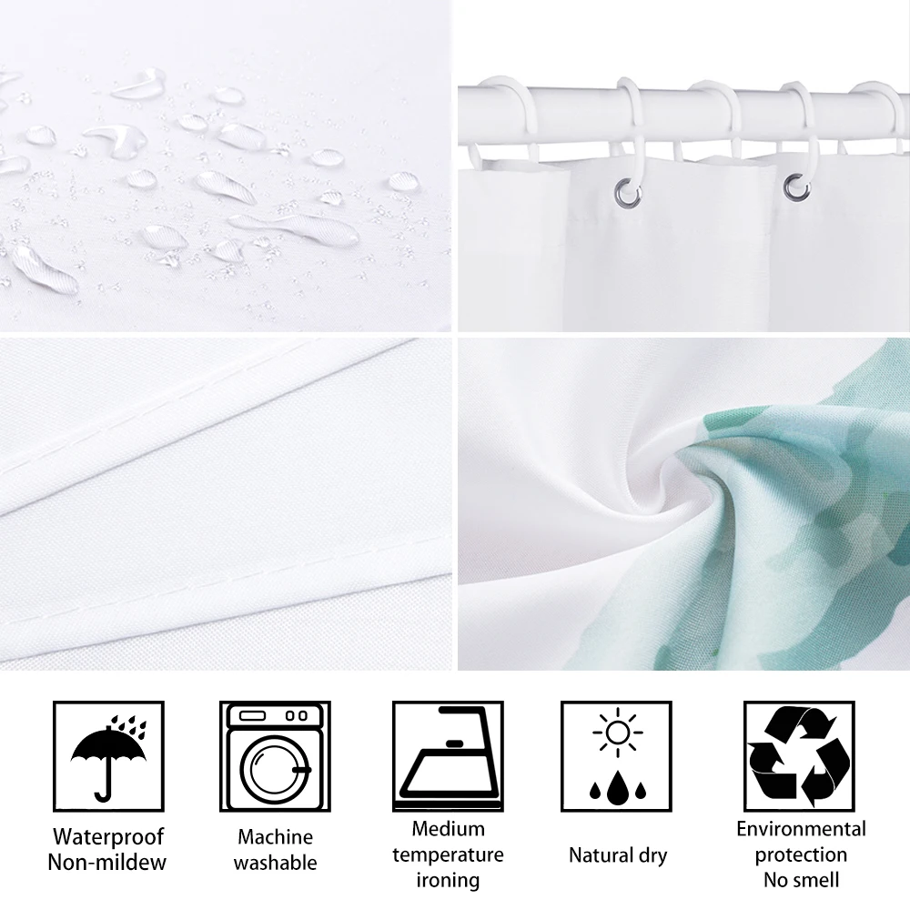 Sea Ocean Fish Whale Shower Curtains Bathroom Curtain Home Decor Waterproof Polyester Fabric Bath Screen Curtain With 12 Hooks