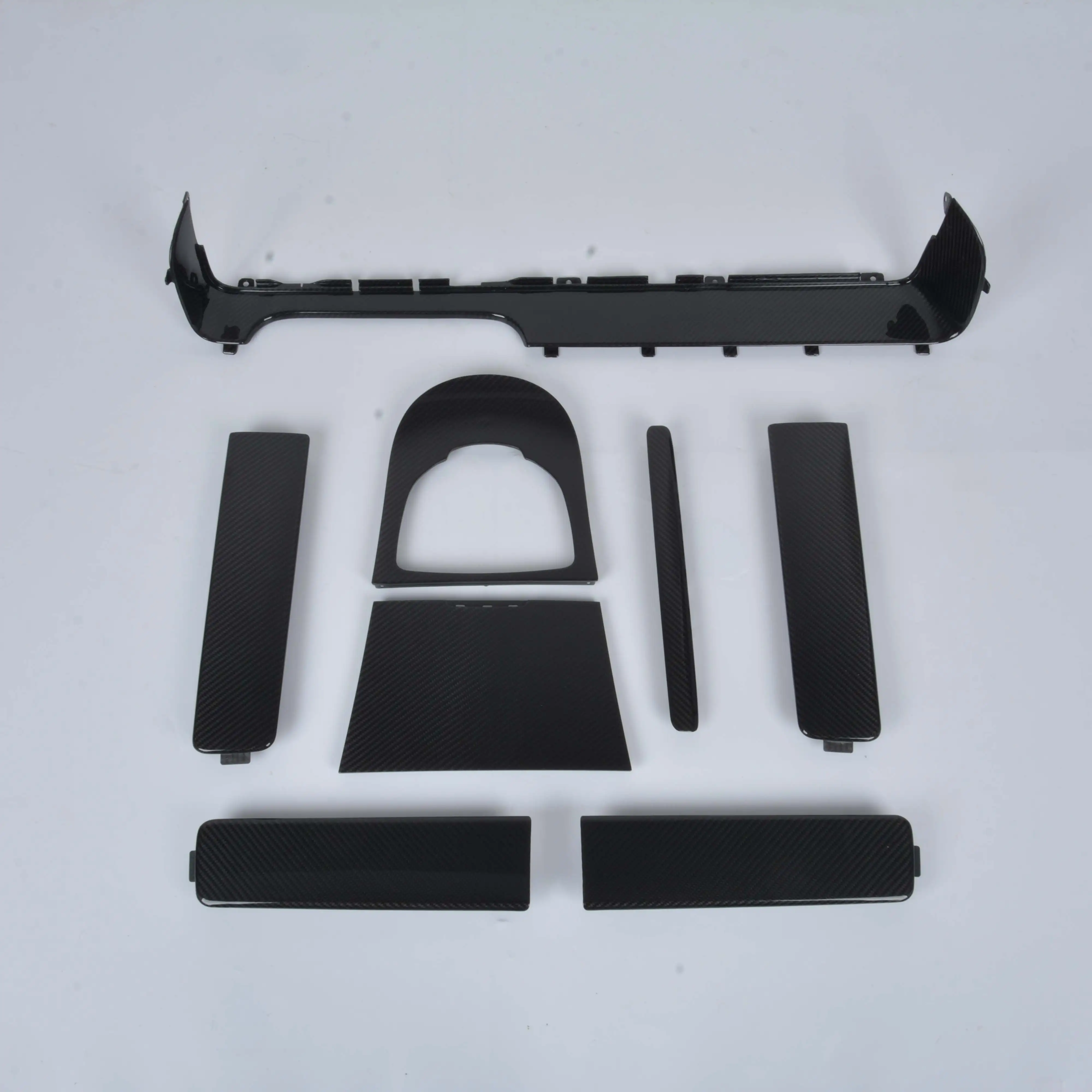 8-Piece Dry Carbon Fiber Interior Kit, Twill Braided, Glossy, for G-Class W464 2019-2023