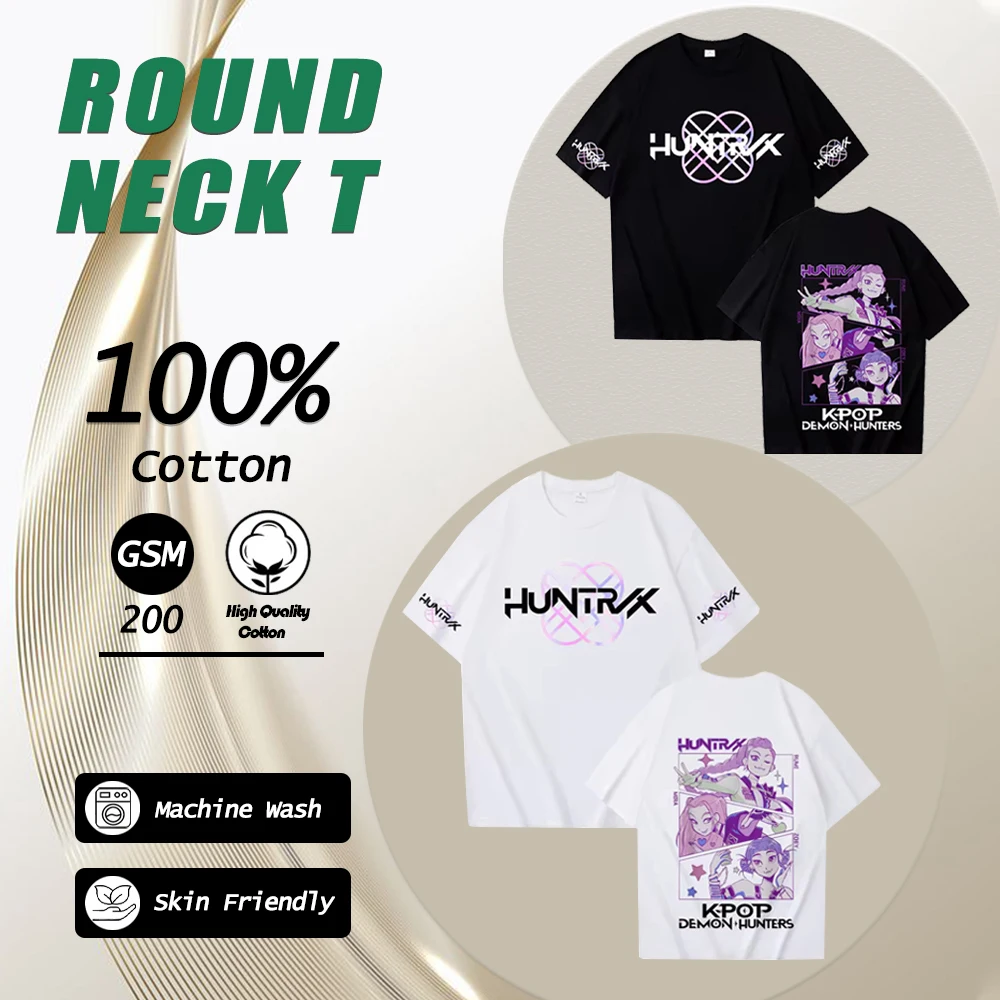 

Anime K-Pop Demon Hunters Graphic T-shirts Street Hip Hop Y2k Oversized Tops Harajuku Casual O-neck Short Sleeve Cotton Clothes