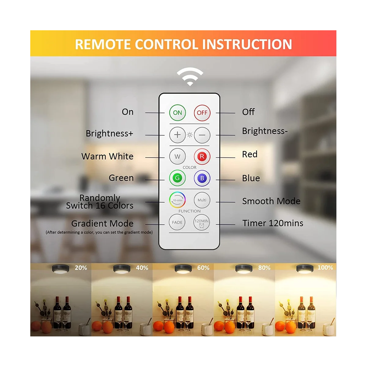 Puck Lights with Remote,16 Colors RGB LED Under Cabinet Lights Wireless, Battery Operated Puck Lights for Closet,Bedroom