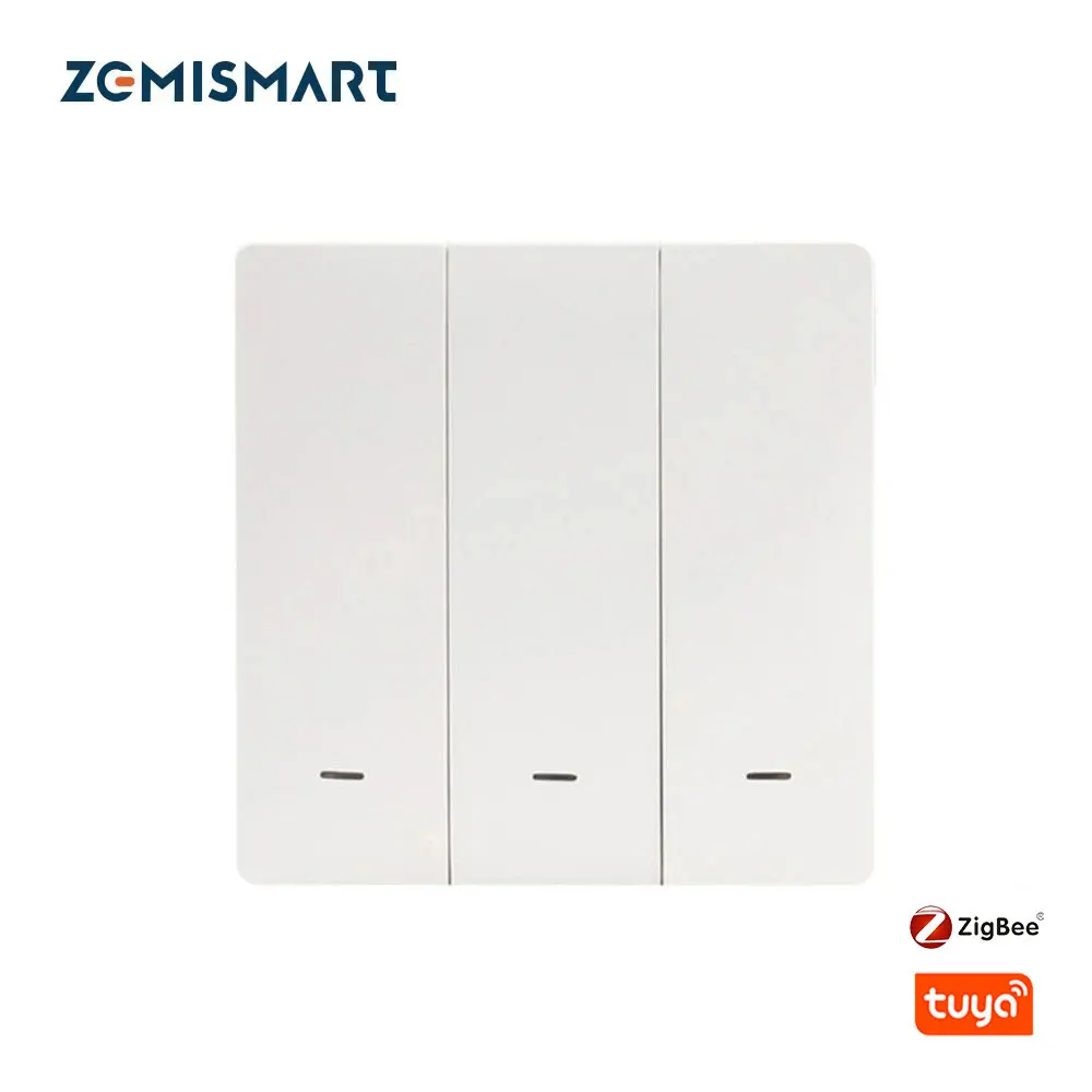 Zemismart Zigbee Wall Push Switch Alexa Google Home Light Switches No Neutral Wire Physical Button Work with Tuya Smart Life APP