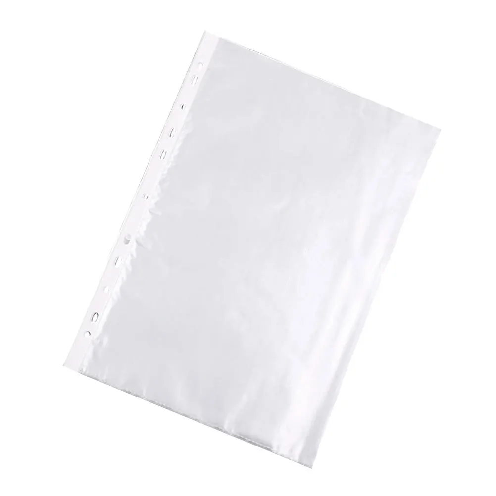 100Pcs Transparent Sheet Protectors 11 Hole Punched A4 Size Clear Protector for Binder Lightweight Material Long Lasting