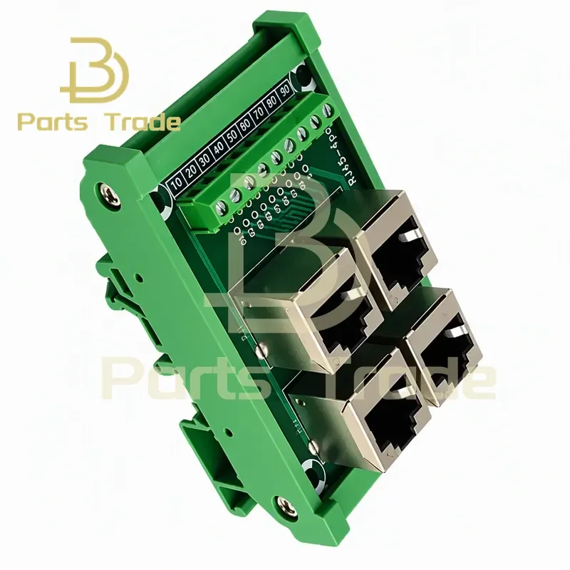 1 to 9 Port RJ45 to Terminals Breakout PCB Board Ethernet LAN Interface Terminal Module Adapter Switch Din Rail Mounting