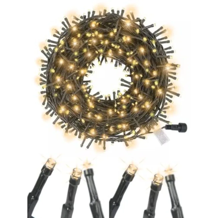 

Soft Twinkle Magic Lights, 100 LED Warm-White, Green wire SENSORY FRIENDLY, Plug-in, Connectable, Waterproof, Holiday, wedding