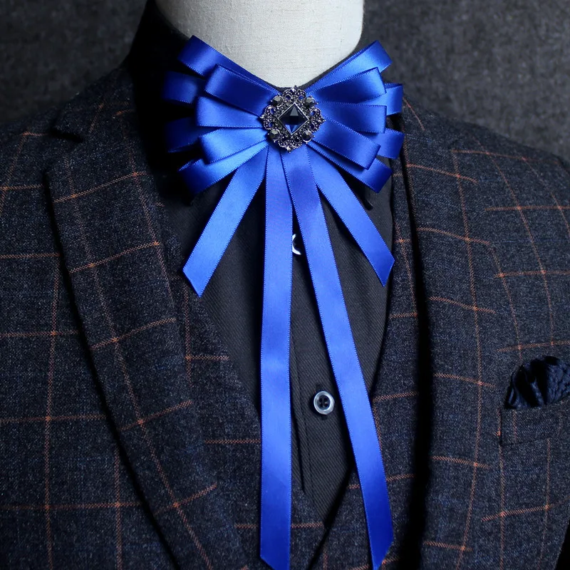 

Bow Ties Ribbon Crystal Accessories Fashion Korean British Men and Women's Business Banquet Host Dress Suit Shirt Collar Flowers