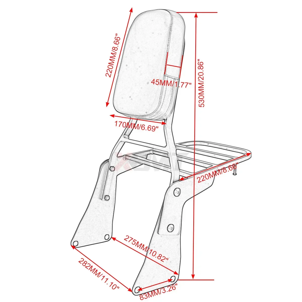 Motorcycle Rear Backrest Sissy Bar Luggage Rack For Kawasaki Vulcan 1500 VN1500 Classic 1986-2013