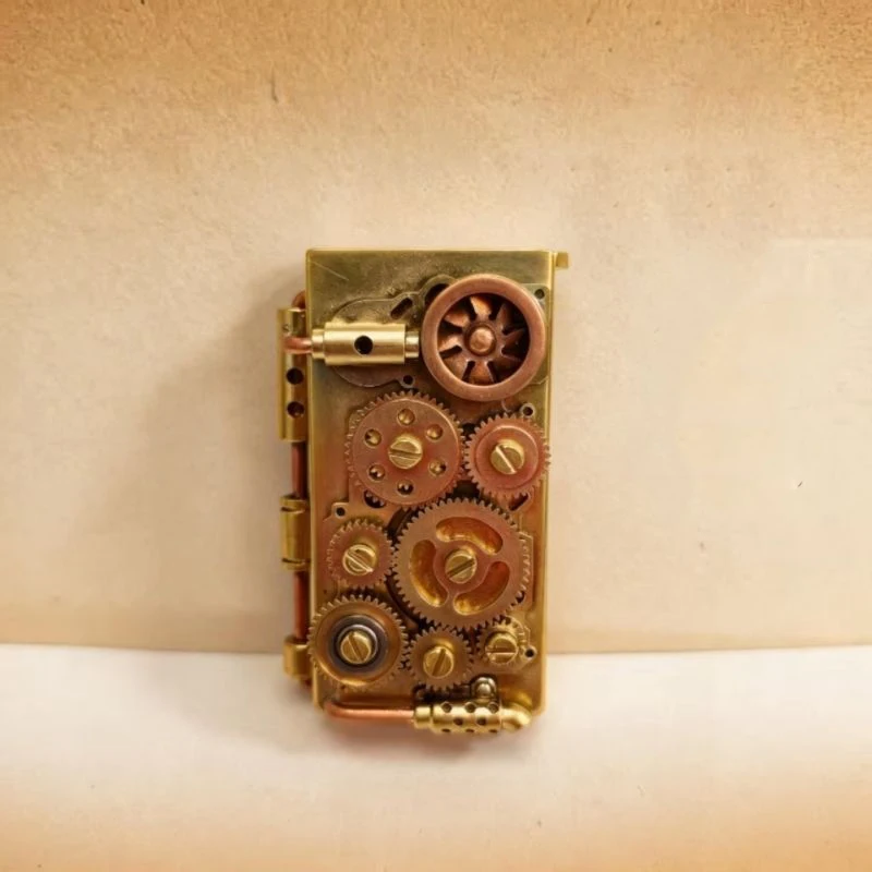 New Steampunk Trench Lighter Handmade Mechanical Vintage Kerosenes Lighter Brass Gear Unique Cool Refillable Windproof Lighter