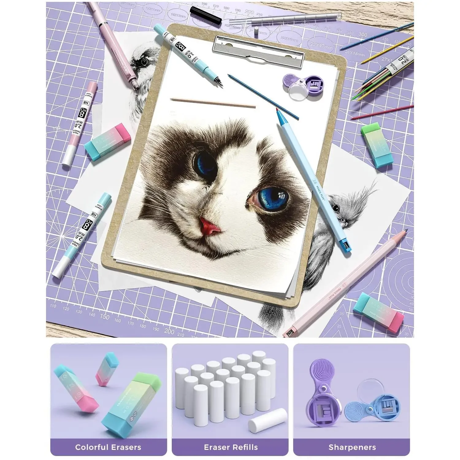 Four Candies 36PCS Learning Materials, Aesthetic School Supplies in Large Capacity Pencil Case, 12PCS Mechanical Pencils 0.5-2.0mm with 624PCS Lead Refills,Cute Aesthetic Mechanical Pencils for Writing,Drawing & Drafting, Back to School Supplies Shopping view 6