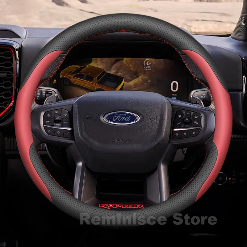 

Leather Car Steering Wheel Cover for Ford Ranger Raptor Wildtrak X XTL XLT 2025-2008 Auto Steering Wheel Ford Ranger Accessories