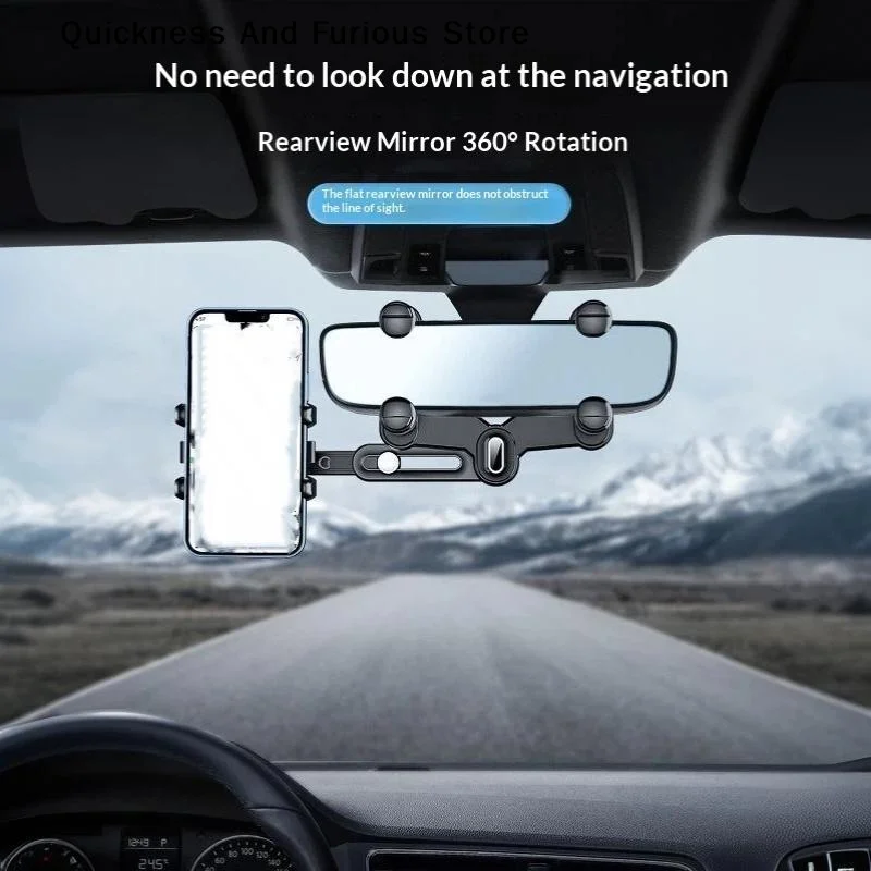 1Pcs Rearview Mirror Phone Holder For Car Retractable Multifunctional Rear View Mirror Phone Holder Universal Mount Car Phone H