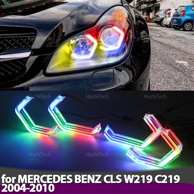 For MERCEDES BENZ CLS W219 C219 2004-2010 RGB colorful Dynamic light Angel Eyes Rings Led APP control DRL Turn signal Light