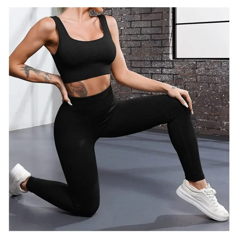 Women Thread Solid Leggings Seamless Knit Yoga Leggings Gym Workout Running Stretchy High Waist Hip Liftting Skinny Gym Tights
