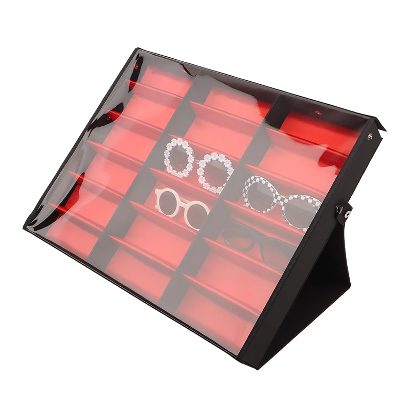 Vitrine pour lunettes et lunettes de soleil avec 5/18 grilles, organisateur de rangement pour hommes et femmes