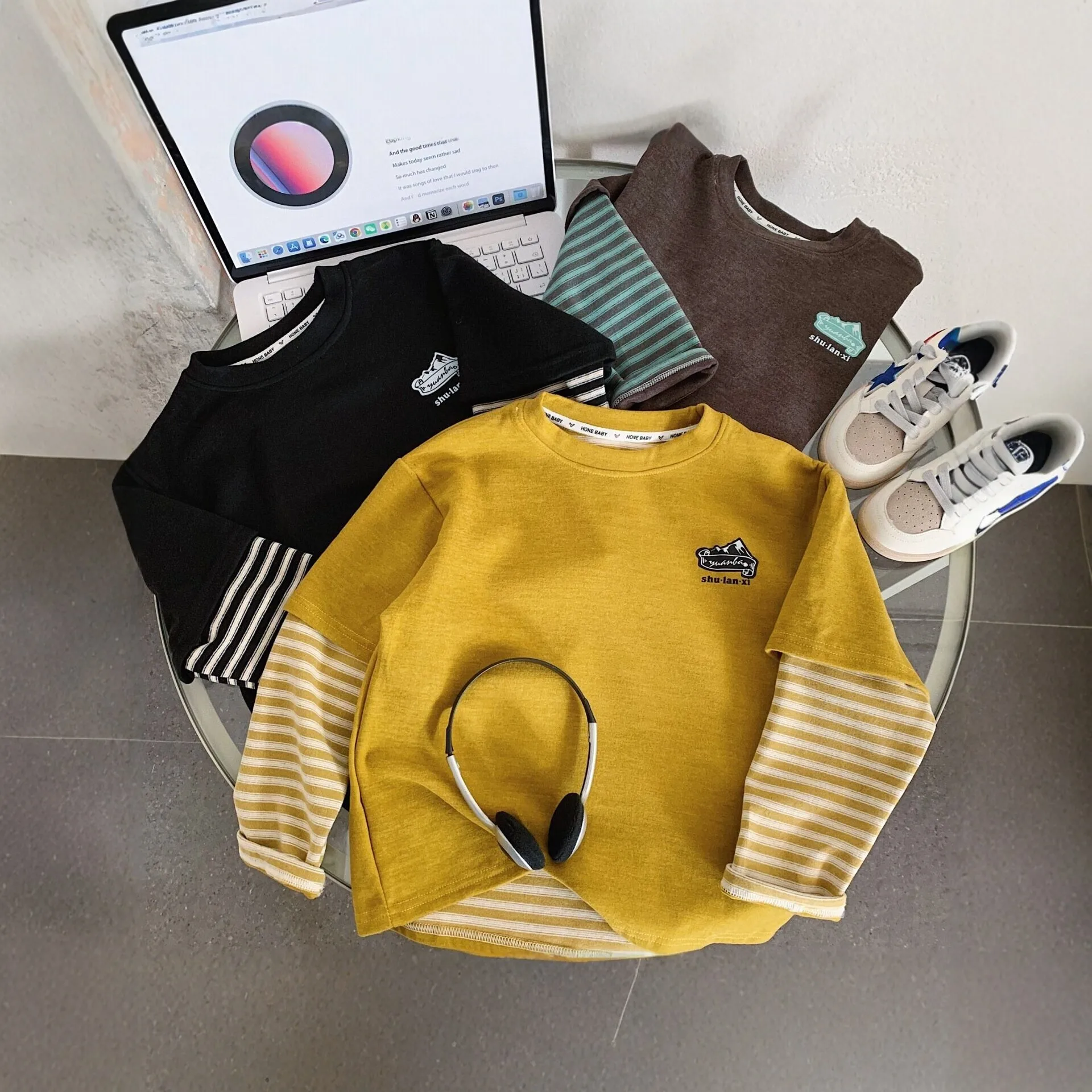 2026 New Cartoon Kids Solid Color Long Sleeve Tops Cute Children T-shirt Spring Autumn Cotton Clothing Baby Top