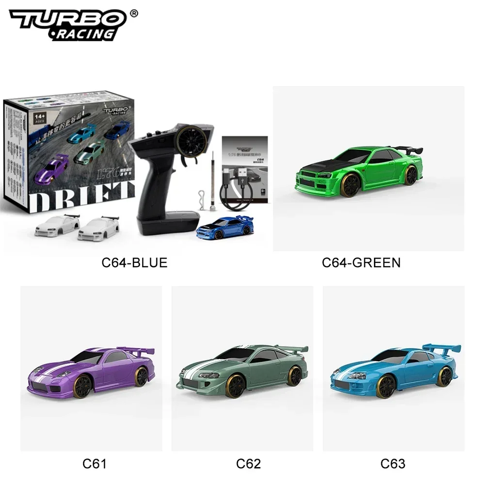 Turbo Racing 1:76 RC Car C61 C62 C63 C64 Rc Drift Car with Gyroscope C71 C72 C73 C74 C75 Flat Running Toys for Kids and Adults