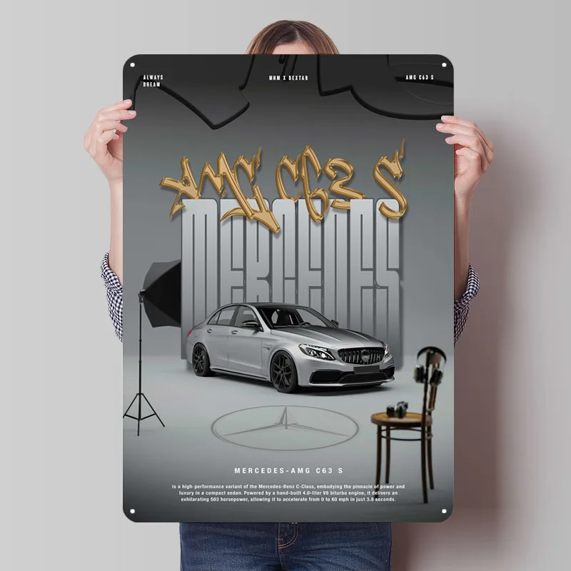 Mercedes-AMG C63 S Metal Signs Car Poster Vintage Interior Decoration Custom Tinplate Sign for Garage Wall Art Decoration Retro