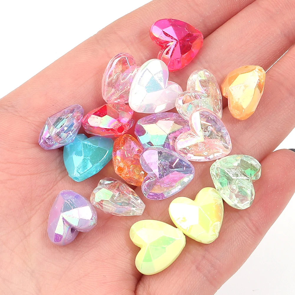 100pcs Acrylic Heart Beads Transparent Loose Spacer Beads for DIY Jewelry Making Pendants Neaklace Bracelet Needlework Material image 3