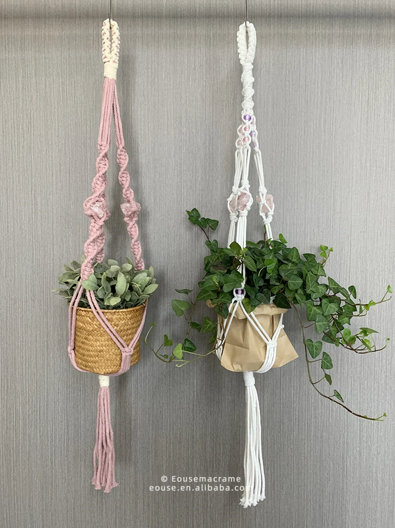 

Home Garden Balcony Decoration Cordage Planter Holder Handmade Knitting Natural Net Hanger Flower Pot Basket